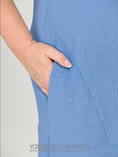 Нарядное платье голубого цвета шифон с ажурной вышивкой