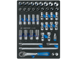Набор торцевых головок 3/8" с принадлежностями, ложемент, 44 предмета KING TONY 9-3544MRV