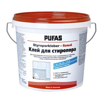 Клей для плит из стиропора PUFAS Styroporkleber белый (4 кг)