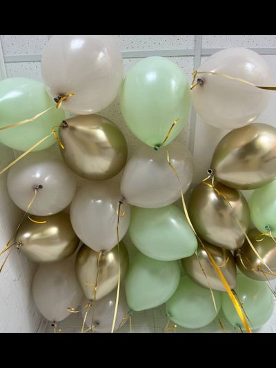 10 шаров Бежевый Мятный Золото хром
