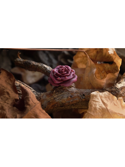 Кольцо "Осенняя роза и хрусталь росы" с капельками