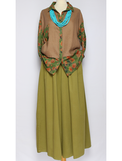 Рубашка Бохо "Комбинированная"  бежевая р.44-52