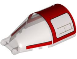 Windscreen 6 x 4 x 2 Round with Bar Handle with Red Roof and Stripes Pattern, Trans-Brown (Old Trans-Black) (92279pb013 / 6331033)