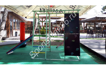 ДСК РАННЕГО РАЗВИТИЯ PLASTEP БОГАТЫРЬ 170 МЕТАЛЛ - цвет фисташковый, перекладины - цветные + НАДУВНАЯ ГРУША ABSOLUTECHAMPION 150 см