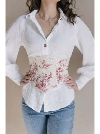 Вечерний корсет пояс на шнуровке молочный