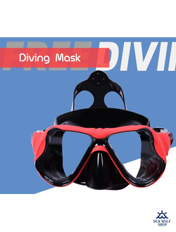 Маска для дайвинга Yoogan черно-красный силикон