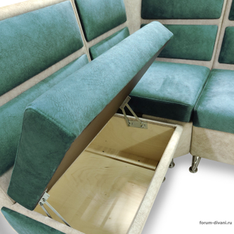 Кухонный Угловой диван "ФОРУМ-1МС", Зеленый/Слоновая кость, Левый