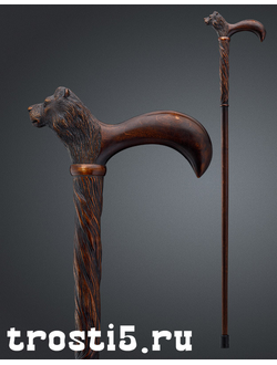Трость из бука с головой льва на рукояти