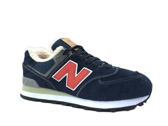 New Balance 574 Blue Red/мех (41-45) Арт: 064F