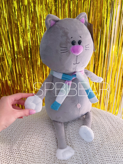 Плюшевый кот 40 см серый Томас