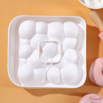 Форма для выпечки и муссовых десертов KONFINETTA «Воздушные пузыри», 20×5,5 см, силикон, цвет белый