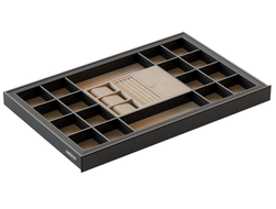 Полка для аксессуаров выдвижная 764х464х65 металл Черный, экокожа Серый  FC4680.VP076.BK0PC.CN  ARISTO *