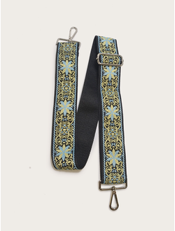 (АРТИКУЛ: 9890/2) ПЛЕЧЕВОЙ РЕМЕНЬ ДЛЯ СУМКИ, ТЕКСТИЛЬ, ЧЕРНЫЙ С БЕЖЕВО-ГОЛУБЫМ РИСУНКОМ