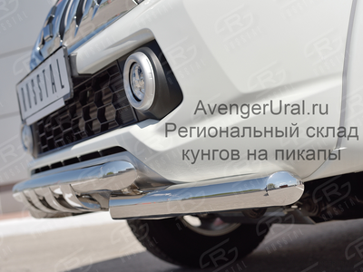 Защита переднего бампера с клыками "Акула" d76+60мм