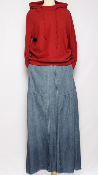 ЮБКА  джинсовая "Длинная тюльпан " голубая до р.52