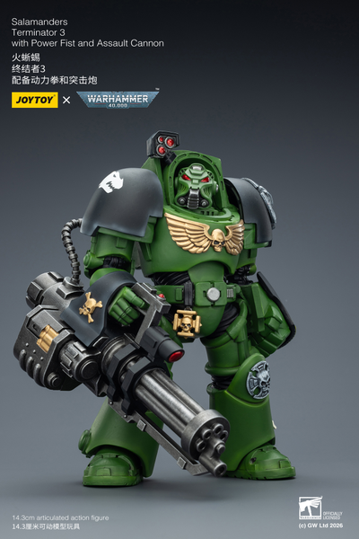 Терминатор Саламандр (Warhammer 40K) - КОЛЛЕКЦИОННАЯ ФИГУРКА 1/18 Salamanders Terminator with with Power Fist and Assault Cannon (JT03233) - JOYTOY