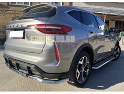 Защита заднего бампера угловая большая двойная с перемычками d60/42 для Haval F7 (2022-...)