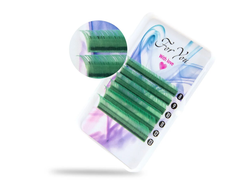 ЦВЕТНЫЕ РЕСНИЦЫ, FOR YOU WITH LOVE, LIGHT GREEN МИКС 8-13 (6 ЛЕНТ)