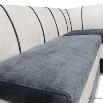 Кухонный Угловой диван "Форум-8" Серый/Слоновая кость Правый