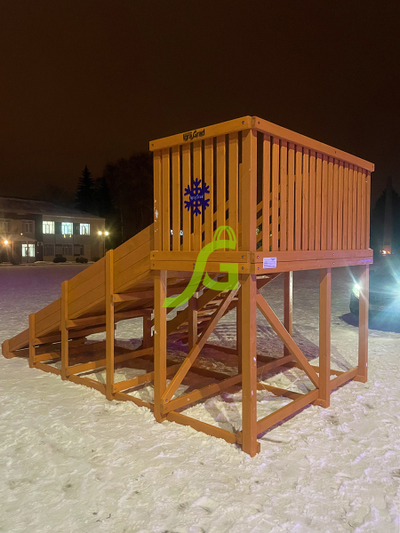 Деревянная зимняя горка "IgraGrad Snow Fox", скат 4 м