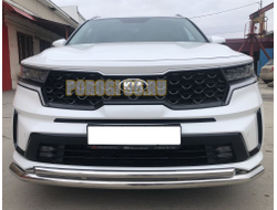 Защита переднего бампера двойная d60/42 для Kia Sorento 2020-