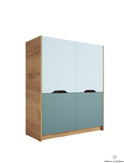Rich Шкаф ШК-004 Дуб Крафт золотой - Мята/Сумеречный голубой