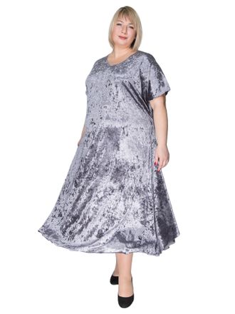 Женская одежда - Вечернее, нарядное платье из бархата Арт. 8061 (Цвет серый) Размеры 60-84