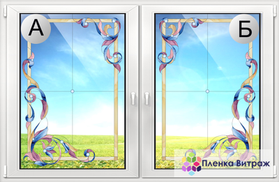 Витражная пленка, витражная пленка самоклеющаяся, пленочный витраж с классическим рисунком