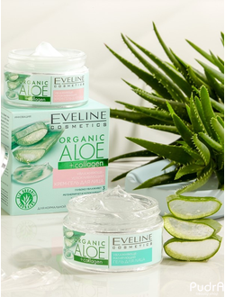 EVELINE крем-гель для лица увлажняюще-успокаивающий ORGANIC ALOE+COLLAGEN, 50 мл