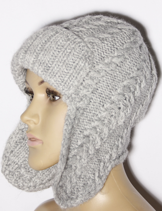 Шапка женская ушанка "Косички" 11592 горчица, молочная, серая, розовая