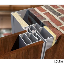 Алюминиевый короб для скрытых дверей Pro Design Duo наружного открывания с двойным притвором не анод. алюминий