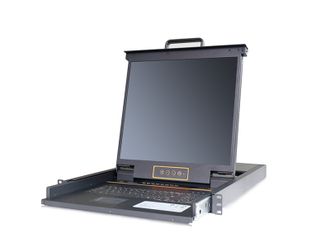 Выдвижная LCD KVM консоль с монитором Kinan 19&quot;, USB, Клавиатура, Тачпад, TFT-дисплей, 8 портов, с каскад. до 256 серверов с разъемами PS/2, USB, VGA; OSD меню, DDC2B, 2048x1536 до 20 м, 1600x1200 до 50 м, 1280x1024 до 100 м, 1024x768 до 150 м (LC1908)