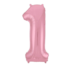 Воздушный шар фольгированный "ЦИФРА 1. Розовый. SLIM" 102 см.