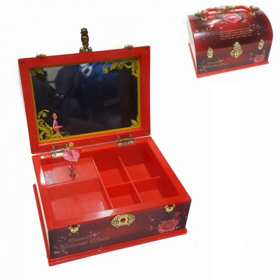 Музыкальная шкатулка Сундучок Красный с танцующей балериной+ ПОДАРОК