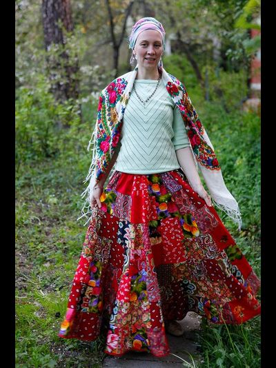 Юбка лоскутная из штапеля "Ягодка"