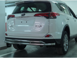 Защита заднего бампера двойная d60/d42 для Toyota Rav 4 (2015-2019)