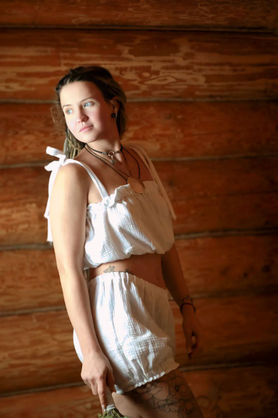 Костюм из муслина - шортики и топик для пар-мастера