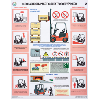 Плакат информационный Безопасность работ с электропогрузчиками, ком. из 2-х листов
