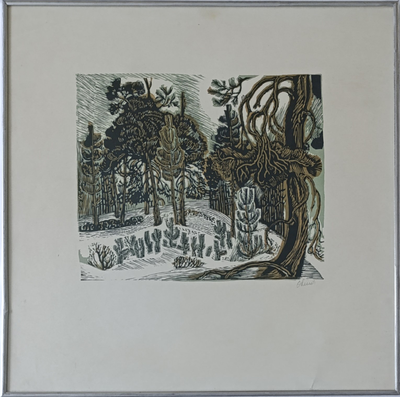 "У озера" линогравюра Овсянников А.Л. 1991 год