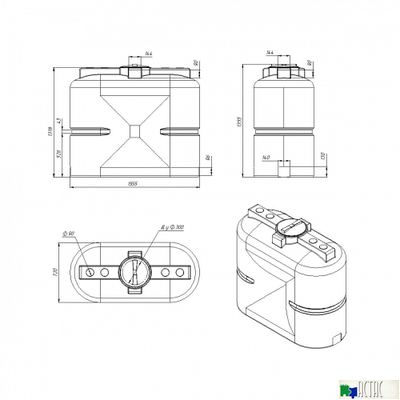 Емкость Экопром S 1000 л черная