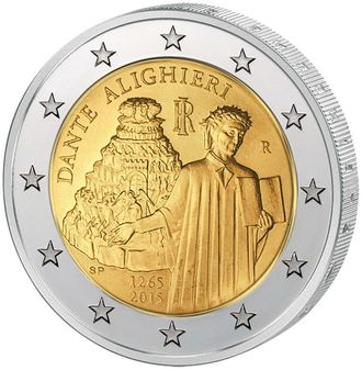 2 евро 750 лет со дня рождения Данте Алигьери, 2015 год