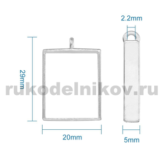 Рамка для заливки эпоксидной смолой "Прямоугольник", цвет-никель