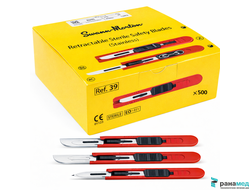 Скальпели Сванн-Мортон №20 с выдвижными защитными лезвиями (нержавеющая сталь) 500шт.