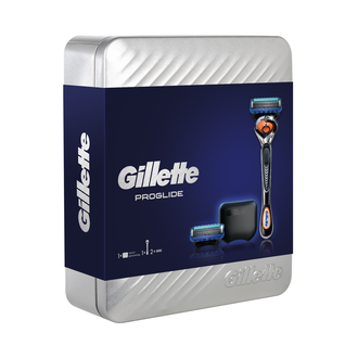 Подарочный набор Gillette Fusion5 ProGlide: Бритва + кассета + чехол для бритвы (набор в металлической коробке)