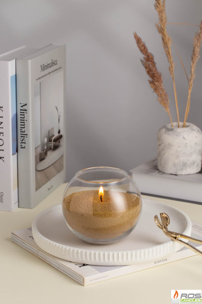 Насыпная свеча "Шар" 12*10 см, цвет "Бежевый"