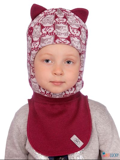 Шапка-шлем  20101-04, цвет темно-розовый,сиреневый,бел р. 48-50