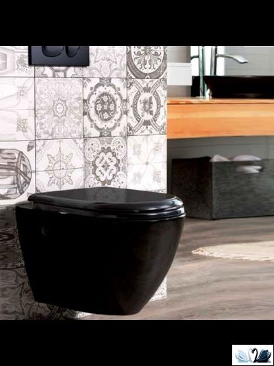 Унитаз с инсталляцией подвесной Creavit Terra черный глянец в комплекте с Alcadrain AM101/1120-4:1 RU M578-0001 с черной клавишей