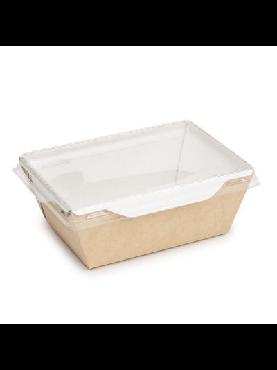 Салатник с прозр. кр. (крафт/бел), 400мл