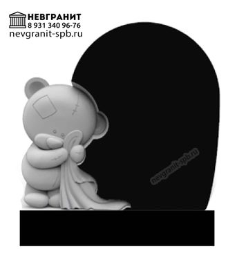 Памятник сердце  ребенку на могилу  с мишкой вертикальный 201дг