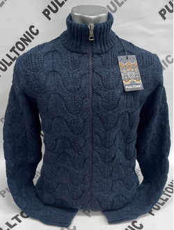 Свитер на молнии строгий синий 02